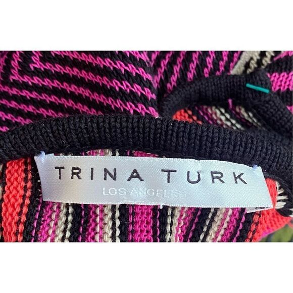 Trina Turk Poncho Pullover V-Neck Multi-Color Pima Cotton Boho Yellowstone - Picture 6 of 7